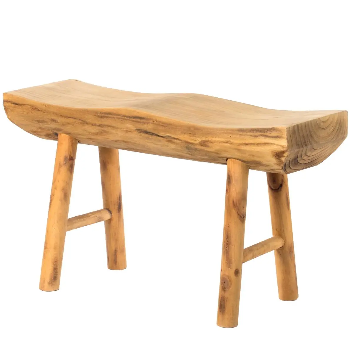 Vintiquewise Single-Seat Rustic Carved Organic Wood Foyer Accent Bench - Cottage Home Decor, Natural Edge Tree Stump Design, 32x10.5x19in, 400 lbs Capacity, Adds Charm to Bedroom & Indoor Spaces