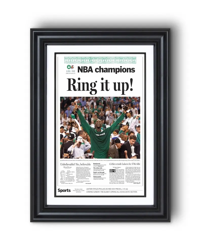 [Unframed] 2008 Boston Celtics Champions “Ring it Up”  Front Page Poster