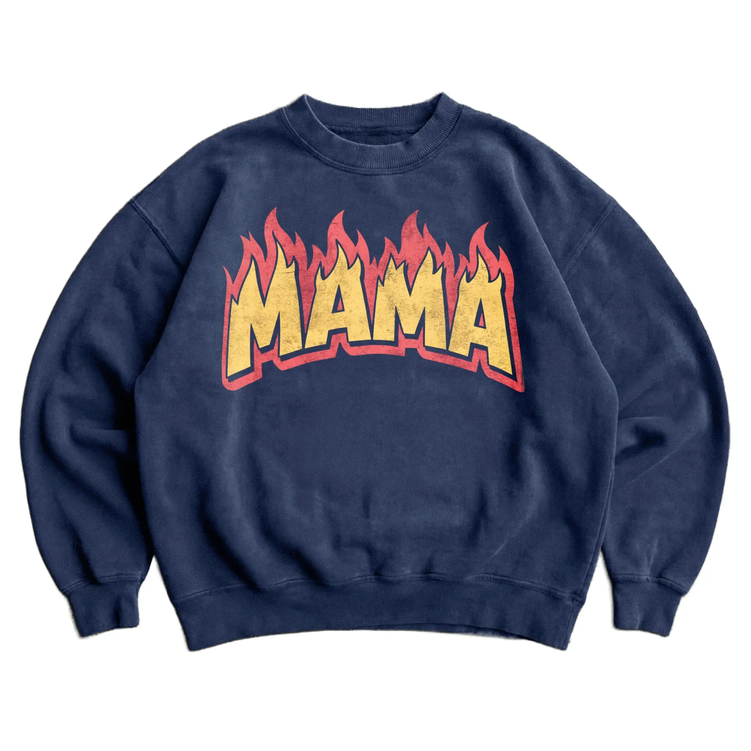 90s Fire Mama Sweatshirt - Unisex Men & Women's Graphic Sweater - Vintage Flaming Graphic Top - Edgy Grunge Biker Sweater - Mother Crewneck