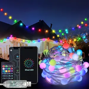 RGB Earth Globe String Lights, 50/100 Balls DIY Color Changing Fairy Lights, USB Powered Remote and APP Control, Music Sync, Outdoor Waterproof Timer