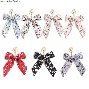 New Tulip-Print Bow Fabric Charm - Bag Charms, Keychain, Car Hanging Ornament for Sports & Outdoor Accessories