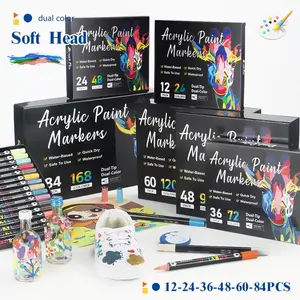 Acrylic Paint Marker Set, 1 Box Double Head Permanent Acrylic Paint Marker, Art Painting Supplies for Rock Painting, Canvas, Wood, Glass, Ceramic, Fabric, Plastic, Eggs, Scrapbook, Drawing Markers