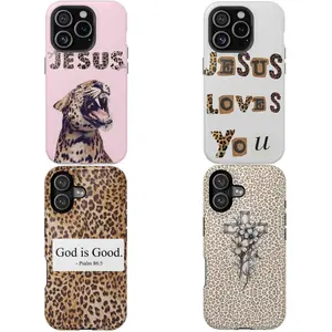 Faith Meets Wild Style Leopard Print Christian Phone Case| Jesus, God Is Good & Cross Design for Bold Believers| suitable for iPhone 17 16 15 14 13 12 11 XS X and other series models, Stylish Art Cover Smartphone Cellphone