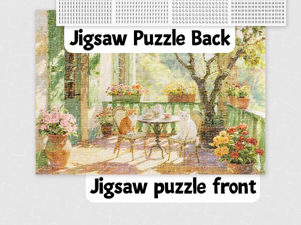 Puzzle for Adults 1000 Pieces,  Cozy French Terrace Jigsaw Puzzles Scene with Cats & Flowers, Challenging Puzzles for Game Night, Relaxing Challenge for Cat Lovers, Aesthetic Wall Art