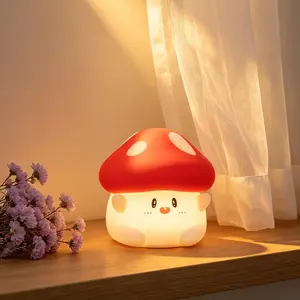 【Summer Vibes】Viral Silicone Mushroom Night Light| Touch Control Color Changing LED Lamp| Cute Bedroom Bedside Sleep Light for Kids| Soft Kawaii Decor Gift neon candle yard funky