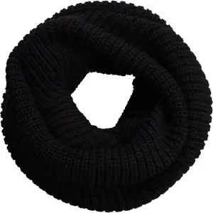 Unisex Women's Basic Chunky Thick Ribbed Knit Soft Acrylic Winter Infinity Loop Scarf, Circle-Shape Fashion Accessory
