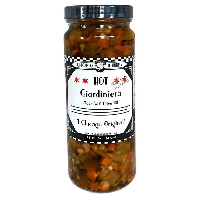 Hot Giardiniera in Olive Oil for Italian Beef, Pasta, Cold Cut Sandwiches, Gourmet Anti-Pasto