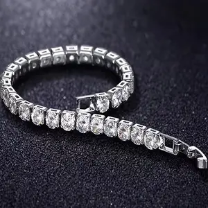 Tennis Bracelet For Women and Men,  Silver Round Chain SparklingSolitaire Precious Birthday Valentine's Day Wedding