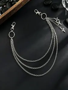 Cold Shoulder Rhinestone Star Cross Pendant Waist Chain, Hip Hop Multi-Layered Chains, Unisex Daily Commute Fashion Accessory