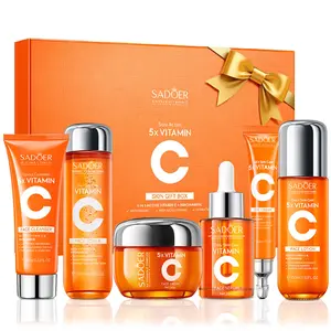 SADOER 5X Vitamin C Skin Care Set - Brightening, Anti-Aging & Hydrating Facial Kit for Glowing Skin