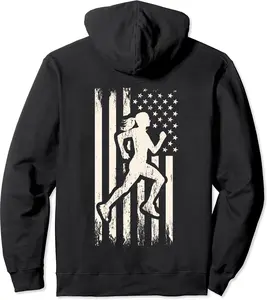 10k or 5k Marathon Runner & USA Flag Cross Country Running Pullover Hoodie - Lydiagarcia Shop 43B08KJ68BT3