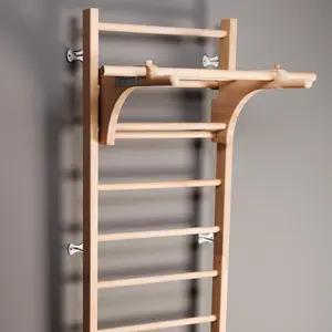 Solid Wooden Gym Ladder – Wall Mounted Climbing & Training Ladder for Home Gym Exercise