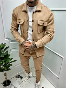 Men's Vintage Pilot Work Set | Fleece Lined Jacket & Cargo Pants for Fall/Winter (Windproof, Lightweight Travel, Office to Outdoor)