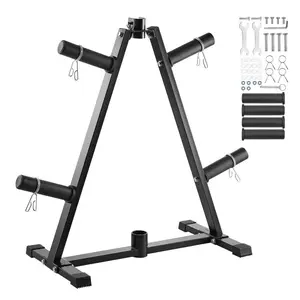 VEVOR Weight Plate Rack, A Frame Weight Plate Tree for 2-Inch Weight Plates, Standard Weight Plate Tree, 300 lbs Load Capacity Weight Storage Holder, Home Gym Barbell Rack Storage Stand, Black