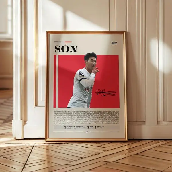 Son Heung-Min Tottenham Hotspur Soccer Poster - Vintage Sports Wall Art For Soccer Fans