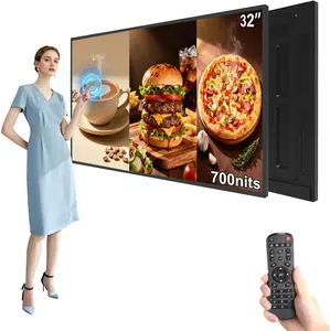 32" 2k UHD 700nits Wall Mount Digital Signage, Slim Fit Frameless Digital Signage Display, LCD Monitor Advertising Screen, Android OS with HDMI in, Publishing Content with U-Disk/APP/CMS