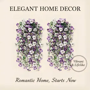 Artificial Hanging Floral Plants for Outdoor Spring Summer Wall Decor, 4-Piece Set Realistic Violet Eucalyptus UV Resistant