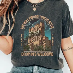 The Twilight Zone Tower of Terror T-Shirt, Hollywood Tower Hotel Design, Drop In's Welcome, Retro 90s Vintage Theme Park Tee