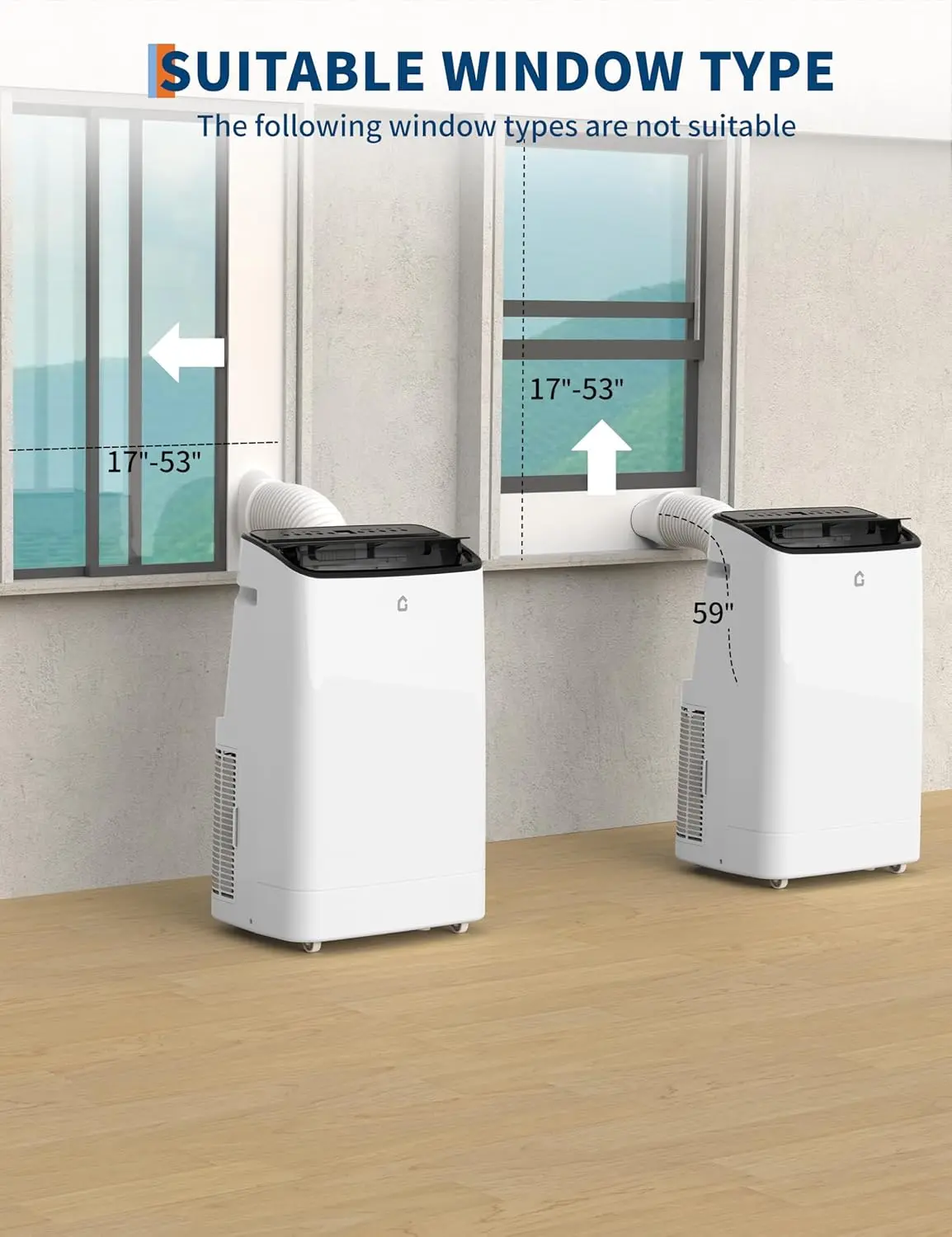 Gaomon 12000 BTU Quiet Portable AC - White, Remote Control, Dehumidifier Function, Fan Mode, Sleep Mode, 90 pt Daily Capacity, Eco Smart Operation, 52 dB Max, for Rooms Up to 550 Sq Ft