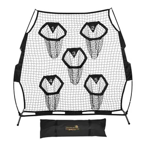 6 X 6 Ft Football Throwing Net For Training And Practice, Includes 5 Target Pockets, Knotless Net With Straps And Portable Carry Case, Improves Quarterback Throwing Accuracy, Black