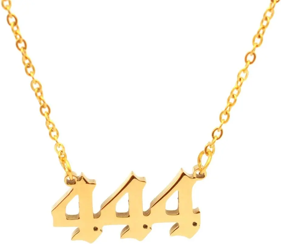 HUTINICE Angel Number Necklace, 18K Gold Plated Dainty 111 222 333 444 555 666 777 888 999 Pendants Choker Necklace For Women Numerology Minimalist Jewelry fashion trendy