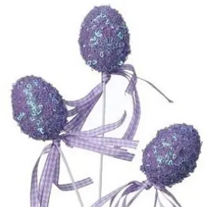 Triple Egg Sequin Pick with Ribbons - Purple