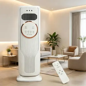 Quiet Bladeless Tower Fan & Heater | 3 Cooling Speeds 2 Heat Modes | Remote Control | Safe No-Blade | Ice Water Cooling | 28ft/s Strong Airflow | Perfect for Bedroom Living Room Office | All-Season Use