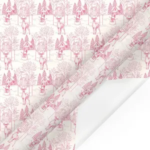 30" x 10' Holiday Wrapping Paper | Christmas Toile Scene Christmas GIft Wrap
