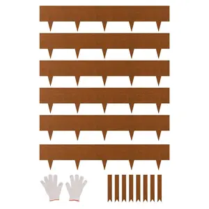 VEVOR Steel Landscape Edging, 6 Packs 40 x 8 in Weather-Resistant & Pre-Rust Metal Landscape Edging, Bendable Garden Edging Border, Shark Spike, Lawn Edging for Flower Bed Yard Pathway Divider