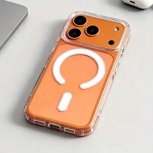 New Transparent Magnetic Wireless Charging Phone Case Compatible With For Iphone 17 Pro Max Air 16 15 14 13 Plus 12 11 Pro Max Luxury Shockproof Clear Hard Back Cover