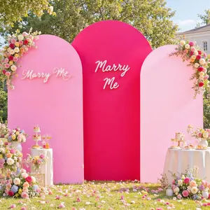 7.2ft 6.6ft 6ft Pink Arch Cover Set of 3-Wrinkle Free Spandex Wedding Arch Covers-Stretchy Chiara Arch Backdrop Stand Cover for Baby Shower Birthday Wedding Bridal Shower Background Cover