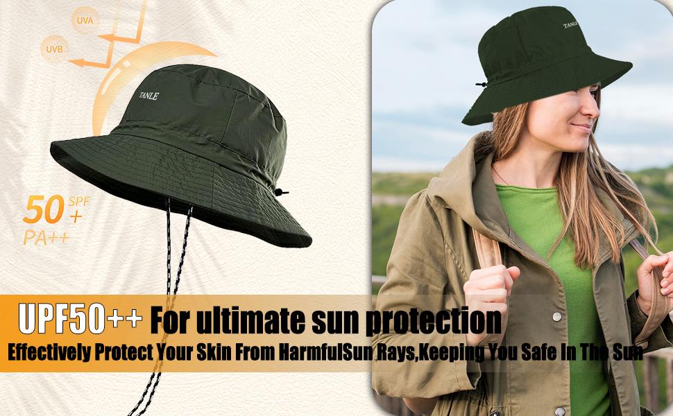 Unisex Foldable Bucket Hat UPF 50+ UV Sun Protection Wide Brim Packable Outdoor Hat for Travel Beach Hiking Fishing