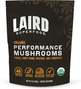 Organic Performance Mushroom Blend with Chaga Cordyceps Lions Mane and Maitake for Energy and Cognition 3.17 oz Bag Pack of 1 Adaptogen Supplement for Mental Focus Immune Support Natural Vitality and Daily Wellness Mushroom Powder Formula