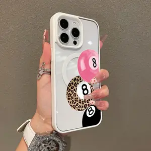 Magnetic Stylish Case for iPhone 17 16 E Pro Max 15 Plus 14 13 12 11 XS XR, Lucky 8 Leopard Aesthetic | Shockproof, Silicone, Lightweight, Girly, and Scratch Resistant Protection