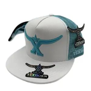 TEXHORN Cap STYLE NADADORES with 3D TEXHORN Logo Embroidered and White Suede Under Brim Handcrafted Hat