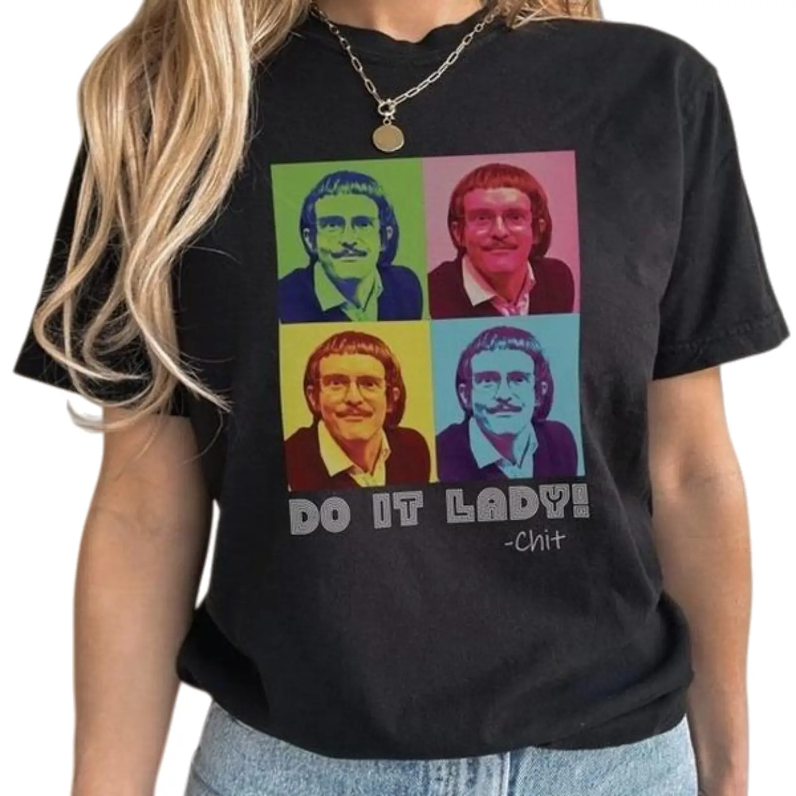 Women's 100% Cotton Short-Sleeve Round Neck Streetwear T-Shirt, Unisex Do It Lady Chit Colorful Graphic Top, Comfortable Fit Retro Style, Unique Casual Gift for Her