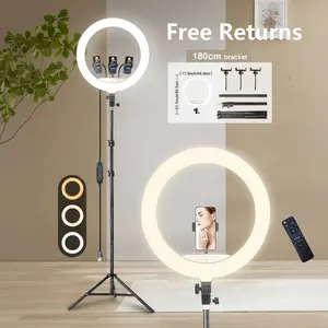 18 inch LED Ring Light with Tripod Stand Dimmable Makeup video lights for Studio Portrait YouTube Vlog Video Shooting with Remote Controller, CRI 90 vlogger content creator youtube tiktok video#SummerWins#FathersDayGift