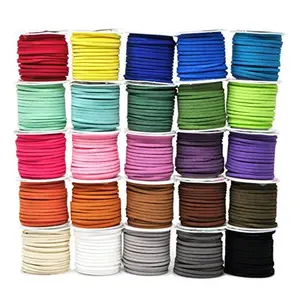 Mandala Crafts 2.65mm Faux Suede Cord - Flat Vegan Leather Cord for Jewelry Making Beading - Micro Fiber Leather String Cord Leather Lace for Leather Lacing Necklace Bracelet