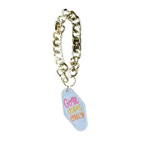 Gold Wristlet Keychain | Good Vibes Only | Pink White & Orange | Customizable Gift | Custom Keychain