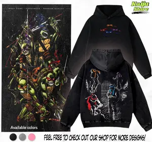 Teenage Mutant Ninja Turtles Print Washed Cotton Hoodie, Vintage Graphic Hoodie Washed For Fans Movie Monster, Design Top Cotton Streetwear Hoodie Clothes Menswear Womenswear, Hoodie Unisex Hot 2025