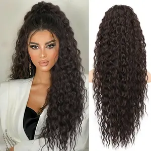 Isaic 26 Inch Bohemian Style Drawstring Ponytail Hair Extensions for Women, Long Curly Wavy Pony Tail Natural Synthetic Hairpiece for Women