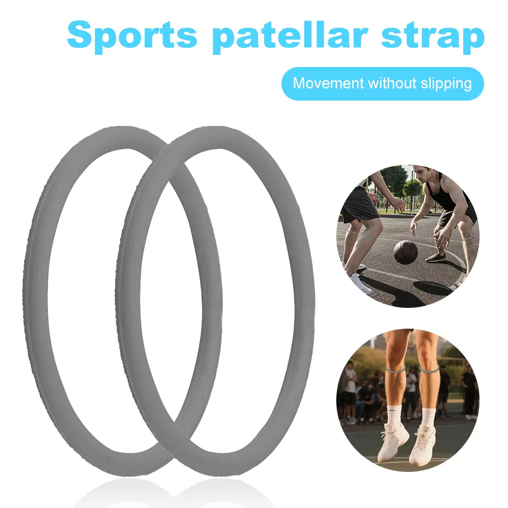 Unisex 2-Pack 7.5cm Silicone Patella Straps - Elastic Anti-Slip, Ergonomic Fixed Design, 5mm Patellar Tendon Support Knee Stabilizer for Soccer, Training, Gym Fitness, Jumpers Knee Pain Relief
