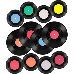12 count Blank Vinyl Records Decor- 12 Inch and 7 Inch   Records for Indie Hippie Room Wall Aesthetic Disco 80s Retro Party Decorations,   Party Display Studio DIY Crafts