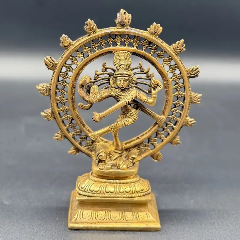 Small Nataraj Brass Statue - Intricate Design with Detailed Features - Ideal for Decorative Use