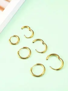 14k Gold Plated Stainless Steel Gold Hoop Earrings, 3 Sizes Available 8mm 10mm 12mm, Hypoallergenic, Suitable for Cartilage Helix and Lobe Piercings