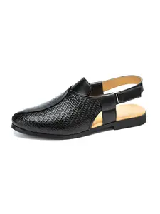Men PU Buckle Low Heel Half Toe Breathable Business Casual Classy Sandals Sizes