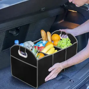 1PCS Premium Car Trunk Organizer - 3 Spacious Compartments, Portable & Foldable, Waterproof, Durable Design for SUVs, Trucks,