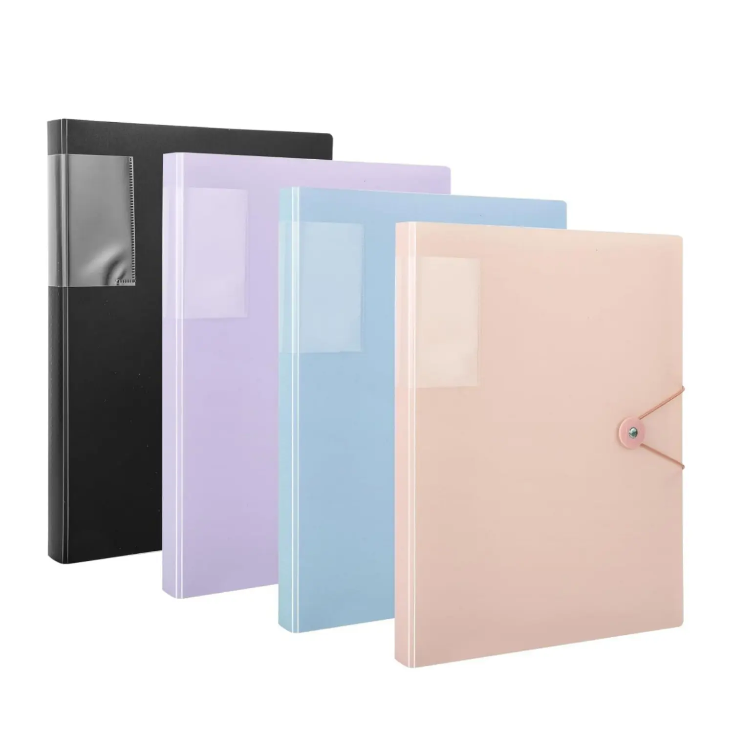 4Pcs 12.2*9*1.6 In A4 Display Folders - 160 Plastic Sleeves, Button Closure Document Book with Pockets - Home Improvement School Supplies for Desktop Use, Interviews, Large Capacity, 12.2*9*1.6 Inches