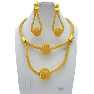 24K Gold Plated Non-Tarnish Layered Mesh Ball Jewelry Collection Set Luxury Everyday Wear Fashion Costume Jewelry Set