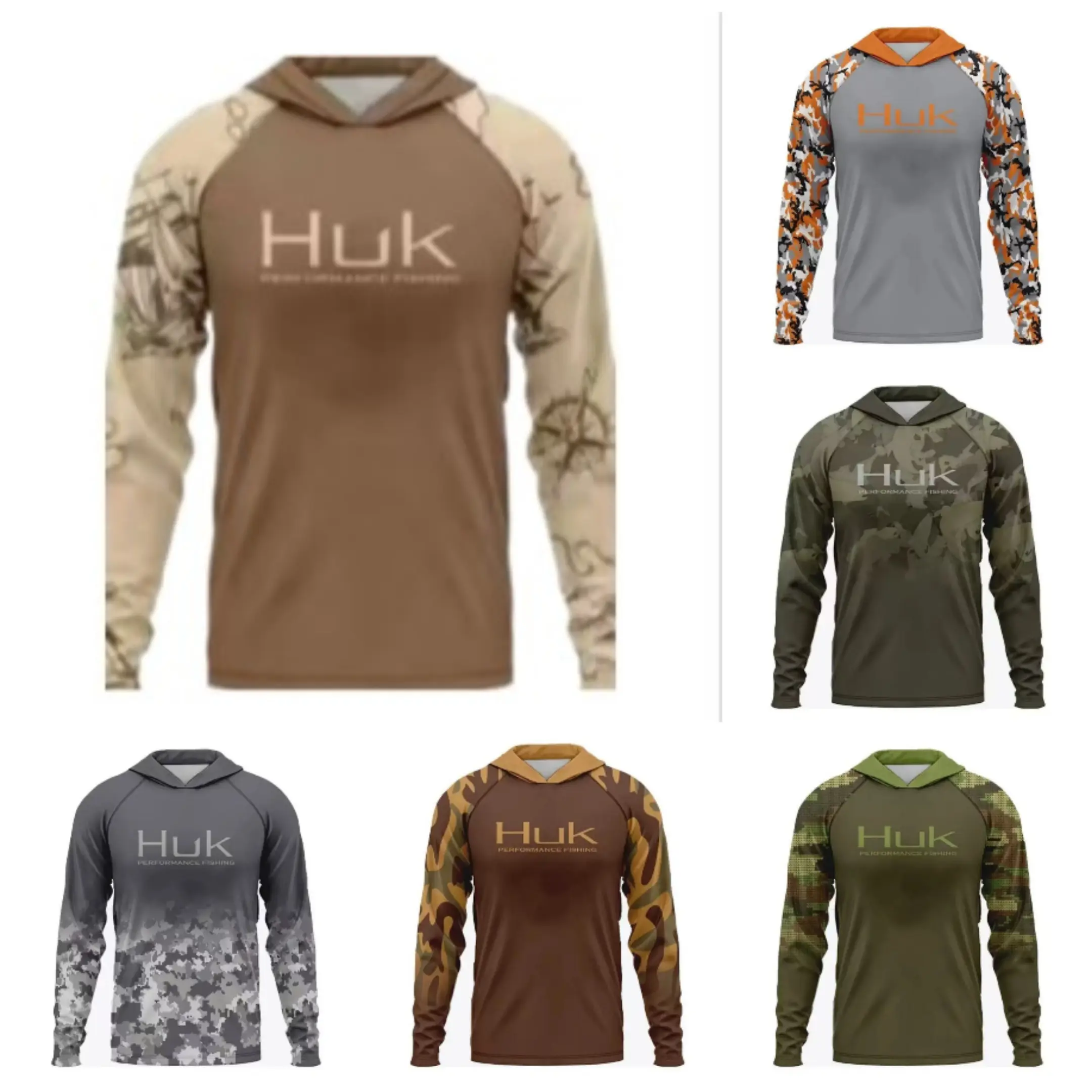 Men's 6-piece UPF 50+sunscreen pullover long sleeved hooded lightweight sportswear  suitable for hiking and fishing fashion sportswear pullover men's long sleeved sportswear (for fishing) outdoor clothing breathable quick-dry men